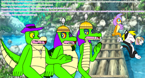 Brok meets the Komodo Bros at the village by ChelseaCatGirl