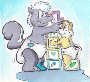 Droopy Diapee Playtime by OzzieKitSkunk