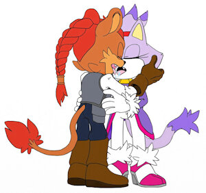 Klaue and Blaze, Kissing by Zeromegas