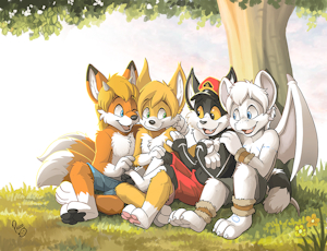 Liquid, Cody, Garuu and Tai-Tai by pandapaco
