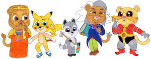 Joke Characters Pink Panther and Sons-ized by BlazeHeartPanther