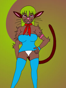 Green Haired Cat Woman by 17sqaull