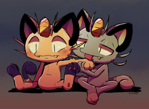 Meowth licks Meowth by KAZOKO