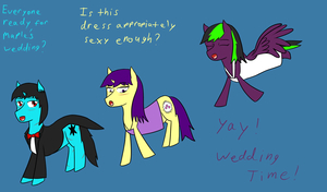 Cyan, Lumina, and Indigo in wedding attire by Dudeler