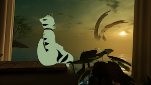 Otter watching the sun set by hawkeangel