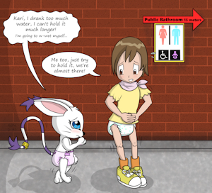 Kari and Gatomon Stay Hydrated by HydroFTT