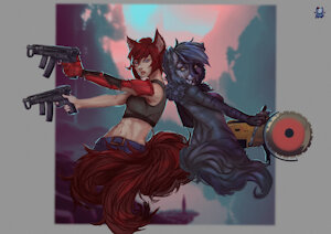 Two bad girls vs world by Booficent