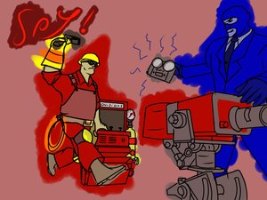 Spy's about to sap mah sentry! by KingHyena