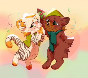 Skitty and Masatami under the mistletoe by RatchetSerperior
