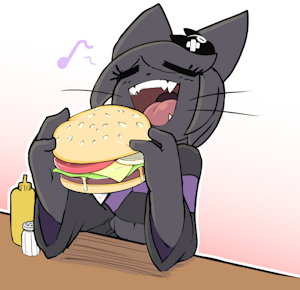 Purlushe eats a burger by Neko3240