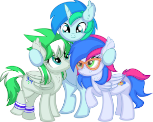Cyan Emerald and Azure - Siblings Hug by CyanLightning