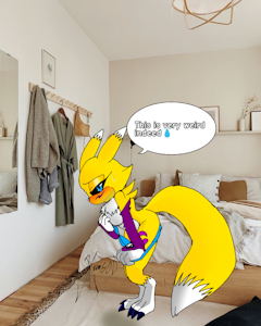 Mobian Renamon Undressing by PhotoGlyphicEgypt