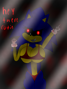 Sonica exe against the screen by Alanthehedgehog