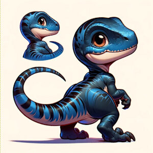 Blue baby raptor with orange eyes by sensitifdiaper