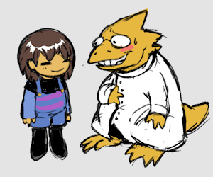 alphys and frisk by Clownstongue