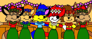 Alex, Fix, Kipper, Friends in Hula on Tiki Hut Luau by LouisCyan157