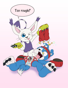 Gaomon V. Gatomon - Catch These Claws (Commission) by EmperorCharmy