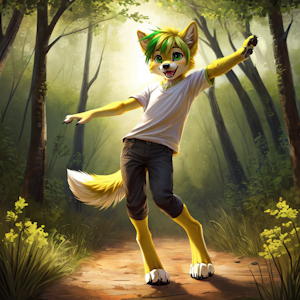 Yellow Doggo in the Woods by VenisonCreamPie