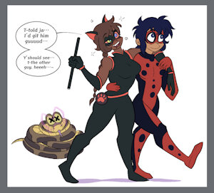 Miraculous: Tales of the Jungle Book-Chat and Kaa by senshi05