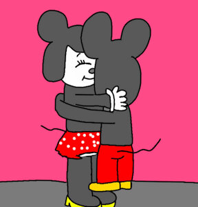 minnie hugs mickey by frogtable125