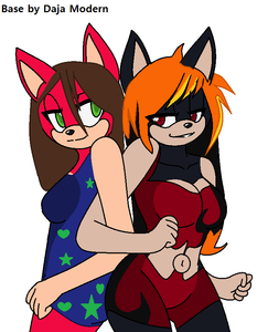 maggie the wolf and daisy the hedgehog beach time bitches  by emochappy1