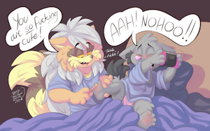 Tickling a Lil' Wolf by RoareyRaccoon