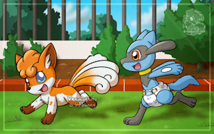 [Commission] Let's Play Tag! by Veemonsito
