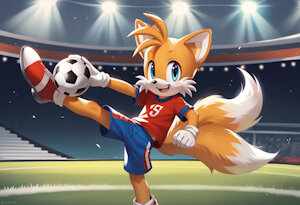 Tails playing soccer by ManOfTheWest