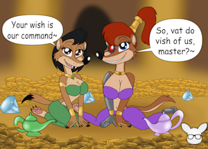 Elsa and Gianna As Weasel Genies by KendraEevee