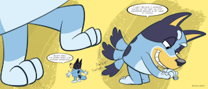 Macro bluey teases her dad by Ilovesnickers