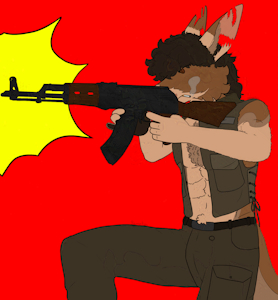 Coyote/Kangaroo with a gun by Gameon