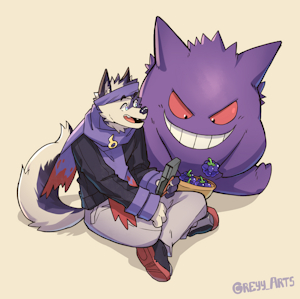 Ryder and Gengar taking a break by WufRyder