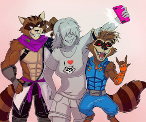 Raccoon trio by Cajuzinho02
