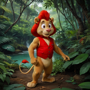 Boris the Lion Cub at a Jungle in a Red Vest by SMRocksta