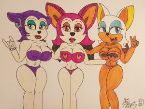 Three sexy bats in bikini by Furryfanzety