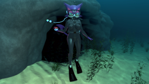 Anthro Scuba Purrloin wants to battle by kuby64