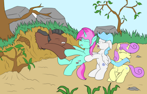 Oak Wood stuck in a hole by mucky