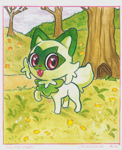 Sprigatito in the Woods by littlealzi