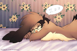 Sleeping with glasses by Elronya