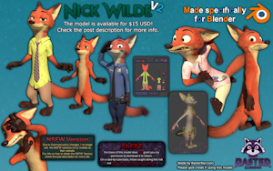 Nick Wilde 3D Model 🦊REMAKE🦊 by RasterRaccoon