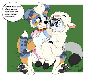 Shepherd dog and ewe by Loupy