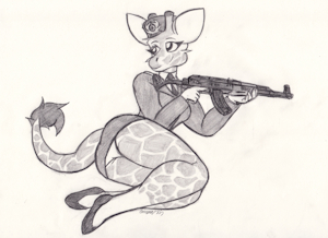 Giraffe With a Gun by Simonov