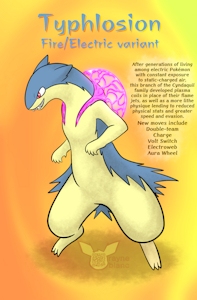 Typhlosion (fire/electric regional variant) by AlbinoRayneDeer
