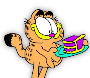 garfield with cake by frogtable125
