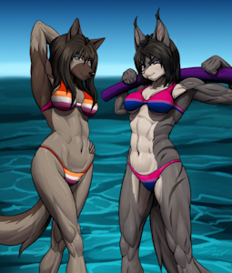 Pride Bikini: Rika & Elwyna by Zaowl