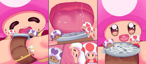 Giant Toadette Giving Toads + Watch A Good Lickin' by Taomaiko
