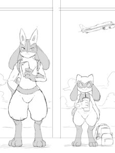 Sketch 382 - Lucario & Riolu by WinickLim