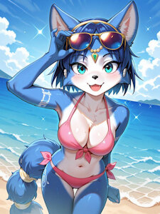 Krystal At The Beach by Foxknightyouko