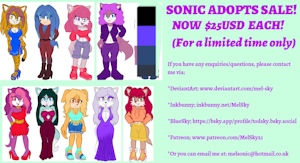 Sonic Adopts Sale: Only $25USD Each! by MelSky