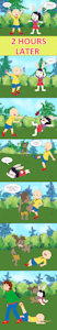 Caillou wonders why he was punched by takaneru
